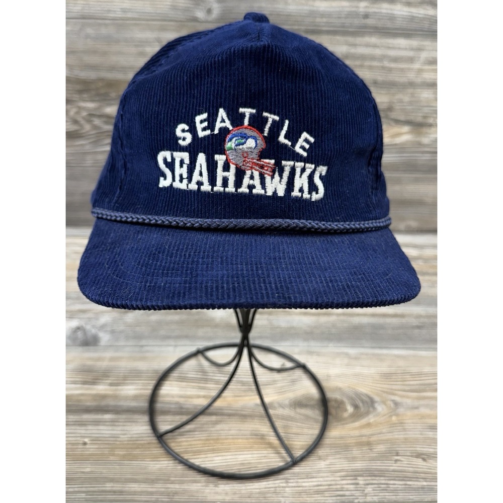 Vintage Seattle Seahawks NFL Amapro Blue Corduroy Rope Snapback Hat Cap OSFA